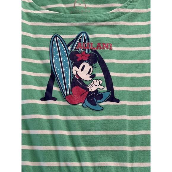 Disney Girl's Aulani Resort Minnie Mouse Green White Striped Dress Sz XL - Picture 2 of 8